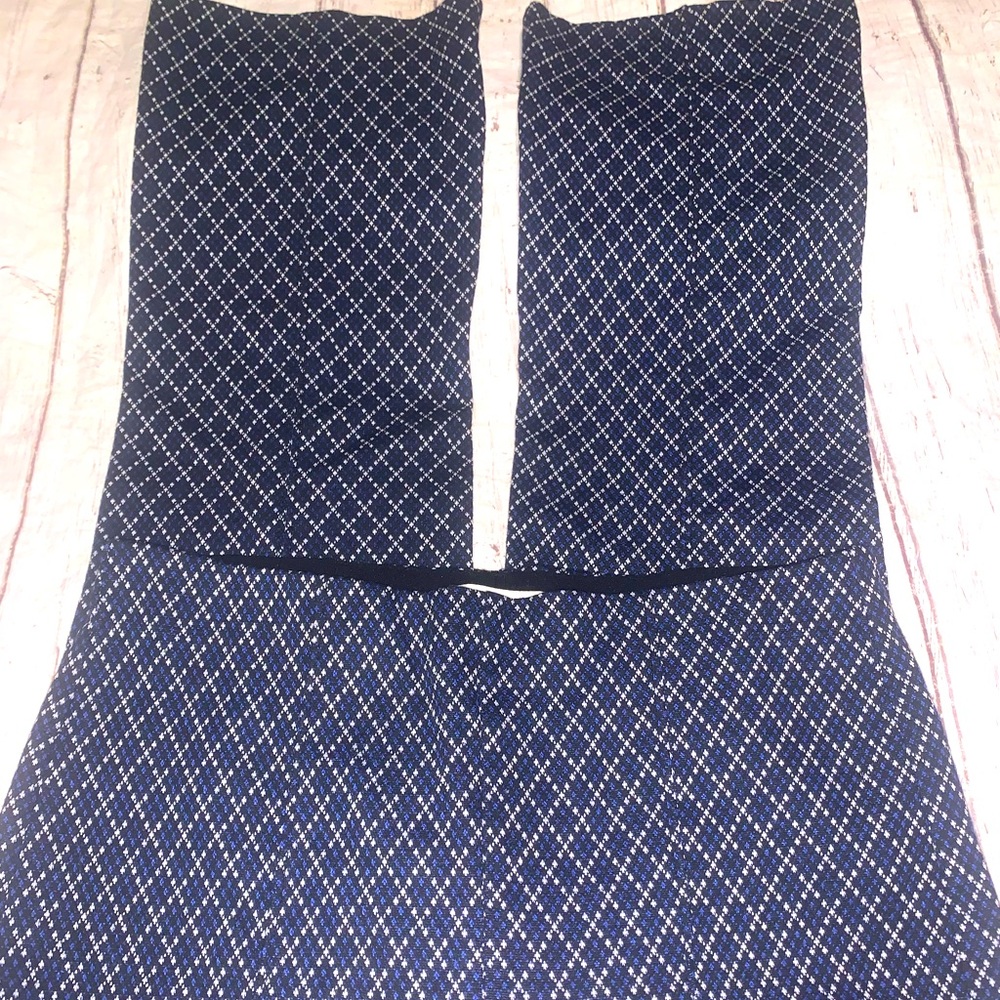 Anthropologie Maeve Margot kick flare crop blue argyle XSP